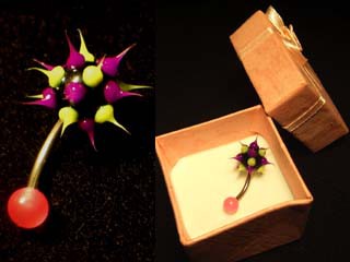 Piercing de Umbogo Mamona Verde e Roxo